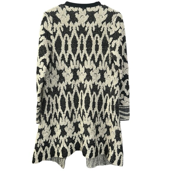 Lucky Brand Womens Black Beige Gray Open Front Geomstric Cardigan Sweater Size M - Picture 11 of 13